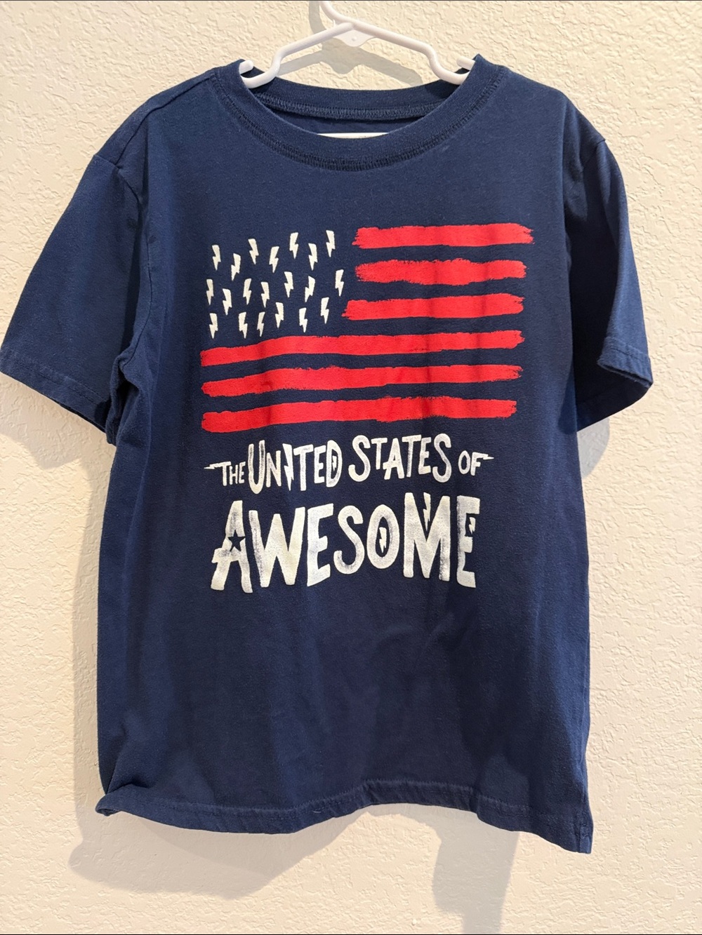 City Streets Navy Tee with Red & White Flag Graphic
